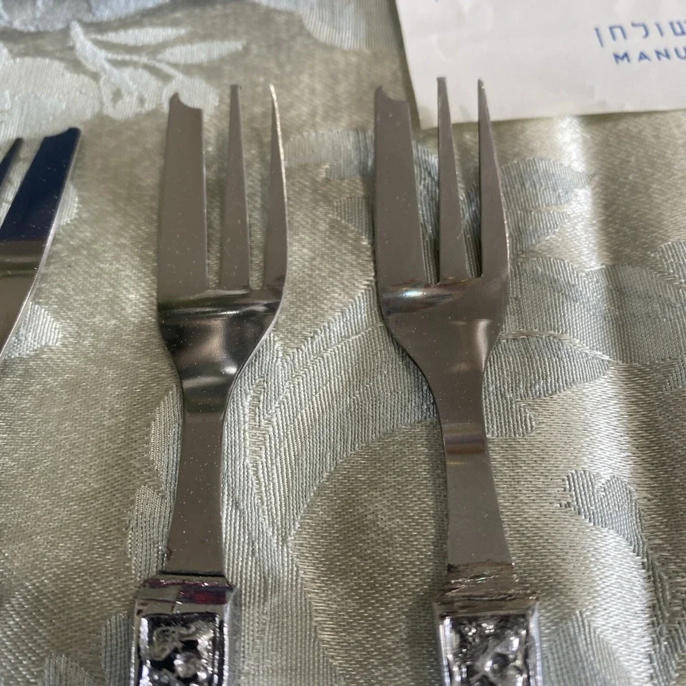Vintage Israel Souvenir De-Lux‎ Pure Silver Plated boxed set of 6 Forks